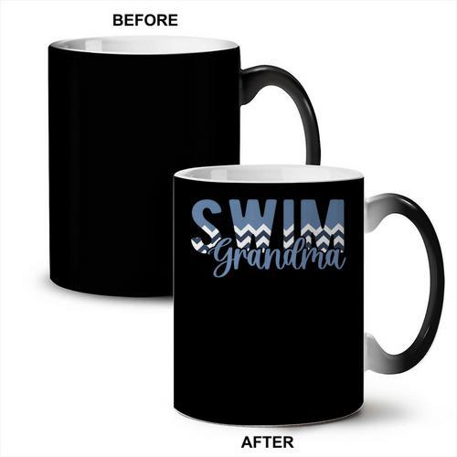 Swim Grandma For Mother's Day Polyester 100 Small Short Sleeve Pull On 1 Count Women Grandmothers Swimming Enthusiasts For Grandmothers Coffee Color Changing Mug - SwimGear Co