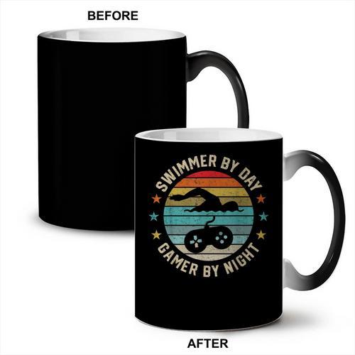 Swimmer By Day Gamer By Night Swimming Swim Lover Gaming Coffee Color Changing Mug - SwimGear Co