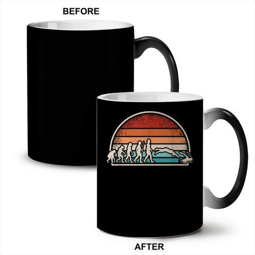 Swimming Evolution Retro Swim Swimmer Men Women Coffee Color Changing Mug - SwimGear Co