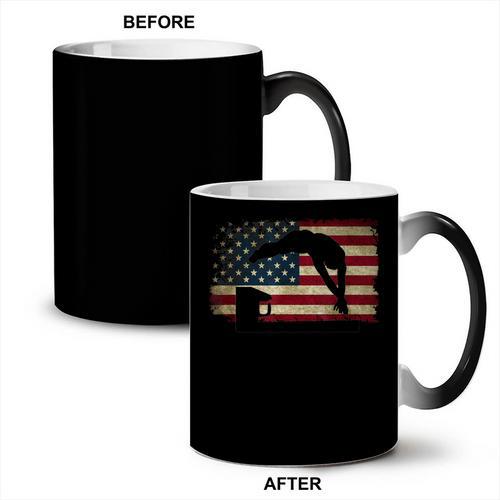 Swimming Swim Team Distressed American Flag USA Swimmer Coffee Color Changing Mug - SwimGear Co