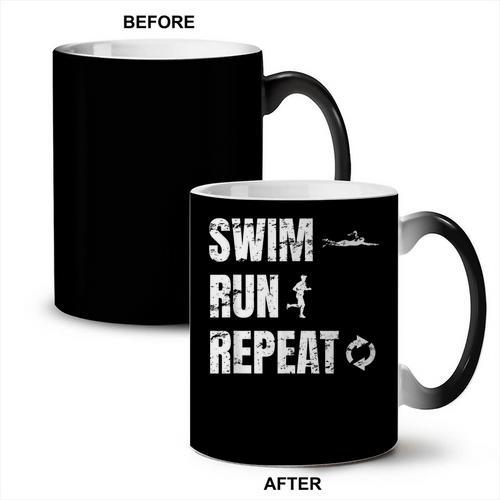 Swimrun Endurance Sports Swimming Running Swim Run Coffee Color Changing Mug - SwimGear Co