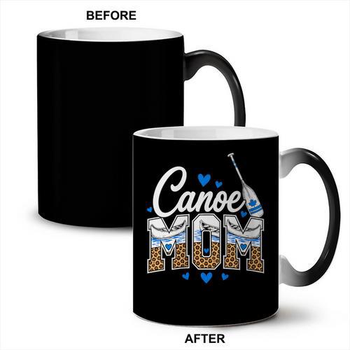 Women's Canoe Mom Leopard Print Paddle River Lake Sport Mother Coffee Color Changing Mug - Paddle Life