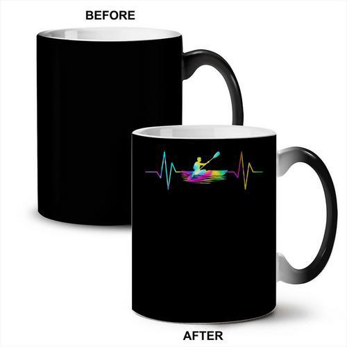 Women's Kayaking Heartbeat Tie Dye Canoe Boating Kayaks Coffee Color Changing Mug - Paddle Life
