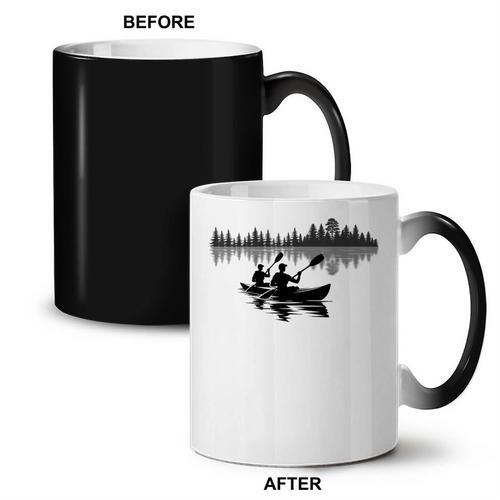 Canoe Silhouette Forest Lake Reflection Coffee Color Changing Mug - Paddle Life