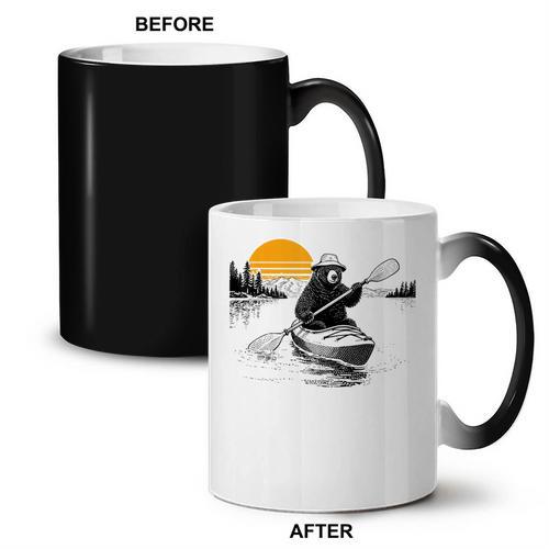 Kayaking Bear Retro Sunset Paddling Canoe Outdoor Adventure Coffee Color Changing Mug - Paddle Life