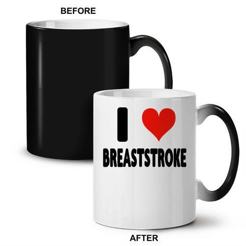 I Love Breaststroke Heart Swim Swimmer Pool Swimming Coffee Color Changing Mug - SwimGear Co