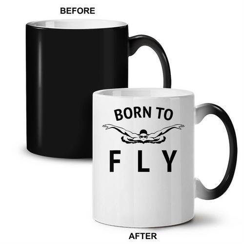 Swimmer Swim Team Born To Fly Butterfly Stroke Swimming Coffee Color Changing Mug - SwimGear Co