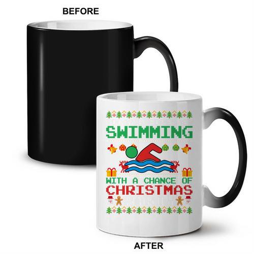 Swimming Christmas Party Swim Swimmer Christmas Ugly Style Coffee Color Changing Mug - SwimGear Co