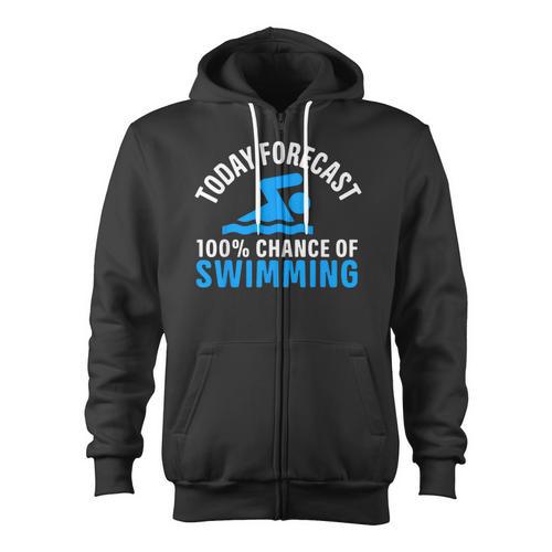 100 Chance Of Swimming Swimmer Swimming Zip Up Hoodie - SwimGear Co