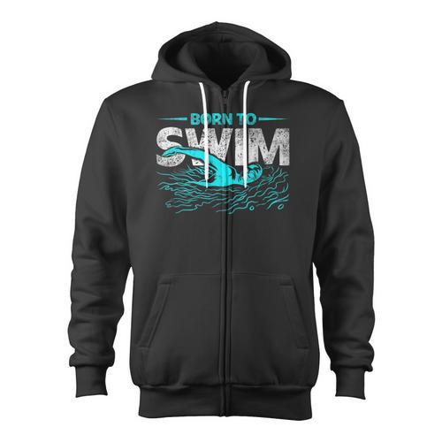 Born To Swim Swimmers For Swimming Athlete Zip Up Hoodie - SwimGear Co