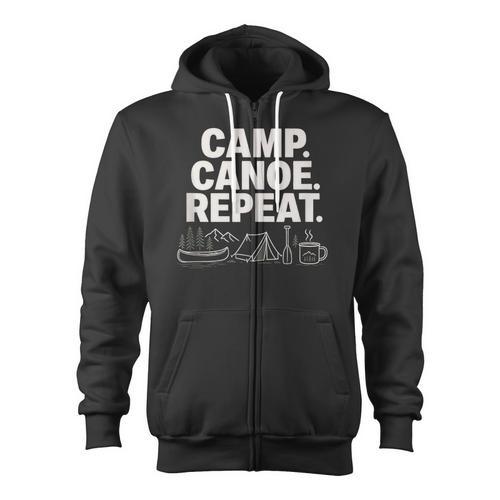 Camp Canoe Repeat Outdoor Adventure Zip Up Hoodie - Paddle Life