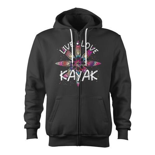 Canoe Boat Paddling Sport Kayaker Live Love Kayak Kayaking Zip Up Hoodie - Paddle Life
