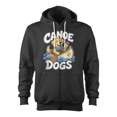 Canoe Dogs Golden Retriever Paddling Graphic Zip Up Hoodie - Paddle Life