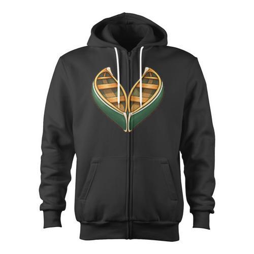 Canoe Heart Cute Minimalist Paddling Adventure Zip Up Hoodie - Paddle Life