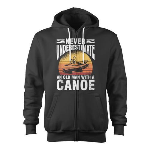 Canoe Old Man Sleeveless Zip Up Hoodie - Paddle Life