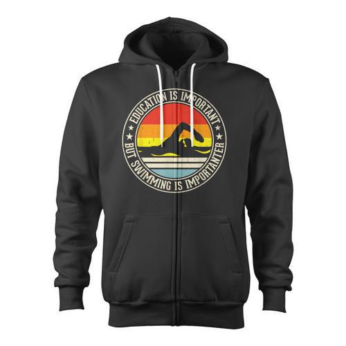 Education Is Important But Swimming Is Importanter Zip Up Hoodie - SwimGear Co