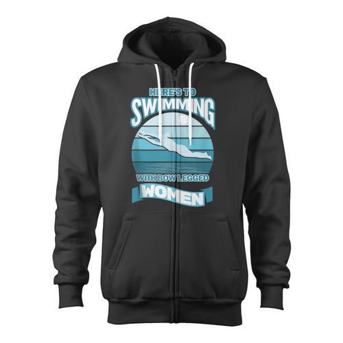 Here's To Swimming With Bow Legged Women Vintage Style Zip Up Hoodie - SwimGear Co
