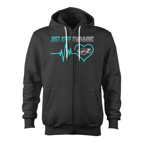Just Keep Swimming For Swimmers Divers Diving Retro Zip Up Hoodie - SwimGear Co