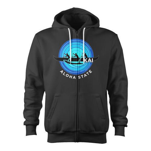 Kai Outrigger Canoe Hawaii Aloha State Paddling Retro Zip Up Hoodie - Paddle Life