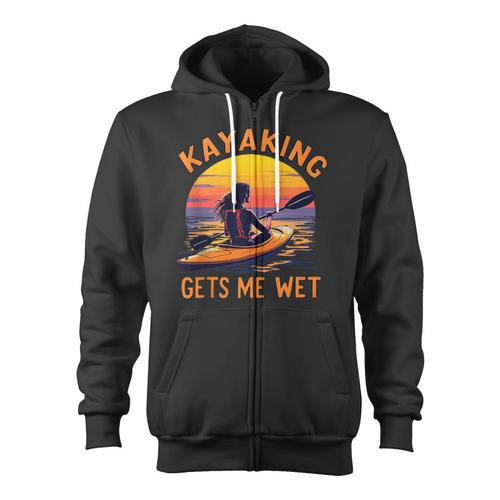 Kayaking Gets Me Wet Kayak Paddling Canoe Adult Joke Sleeveless Zip Up Hoodie - Paddle Life