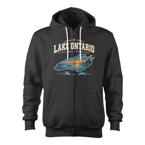 Lakes Lake Ontario Fishing Canoe Lighthouse Outdoor Zip Up Hoodie - Paddle Life
