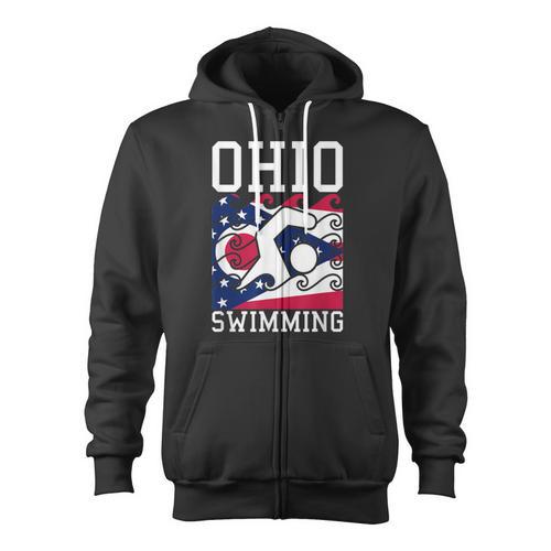 Ohio Flag Swimming Team Swim Swimmer US State Zip Up Hoodie - SwimGear Co