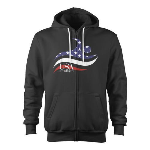 Patriotic American Flag Floating USA Swimming Team Zip Up Hoodie - SwimGear Co