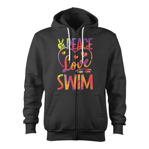 Peace Love Swim Swimming Tie Dye Swimmer Swimming Swim Team Zip Up Hoodie - SwimGear Co