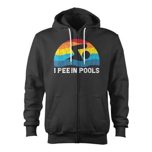 I Pee In Pools Swimmer Swimming Coach Player Graphic Zip Up Hoodie - SwimGear Co