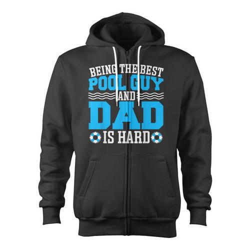 Pool Guy And Pool Dad Men Swimming Pool Owner Zip Up Hoodie - SwimGear Co