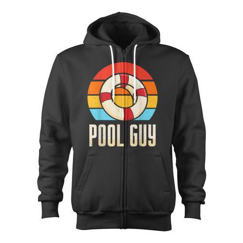Pool Guy Swimming Attendant Attendants Rescuer Zip Up Hoodie - SwimGear Co