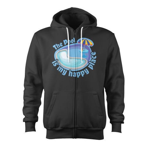 The Pool Is My Happy Place T Shirt Summer Swimming Tee Zip Up Hoodie - SwimGear Co