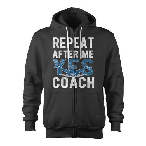 Repeat Yes Swim Coaching Swimming Coaches Zip Up Hoodie - SwimGear Co