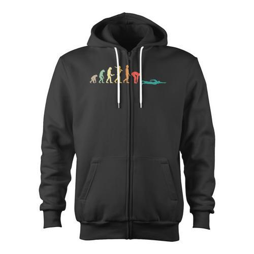 Retro Swimming Evolution For Swimmers Small Zip Up Hoodie - SwimGear Co