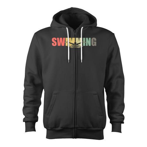 Retro Swimming Vintage Swimming Swimmer Zip Up Hoodie - SwimGear Co