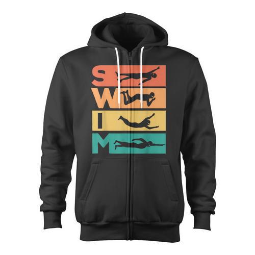 Retro Vintage Swimming For Swimmers Zip Up Hoodie - SwimGear Co