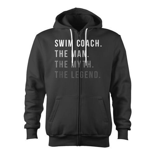 Swim Coach The Man The Myth The Legend Swimming Coach Zip Up Hoodie - SwimGear Co