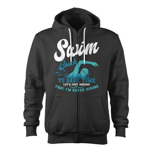 Swim Coach Swimming Lesson Sport Professional Instructor Zip Up Hoodie - SwimGear Co