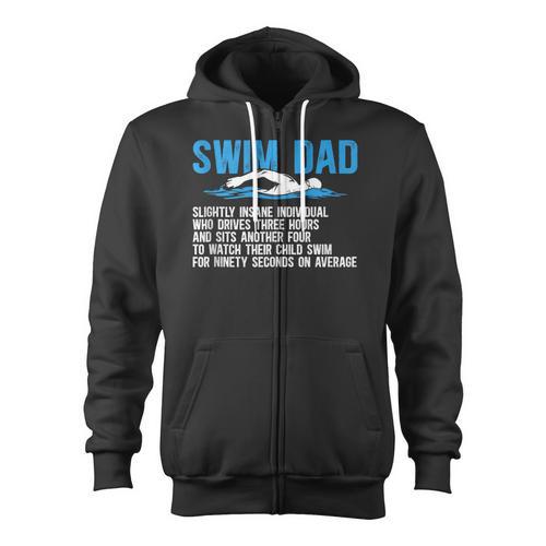 Swim Dad Definition Swimming Dad Of A Swimmer Father Zip Up Hoodie - SwimGear Co