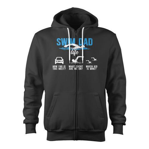 Swim Dad Life Swimming Dad Of A Swimmer Father Zip Up Hoodie - SwimGear Co