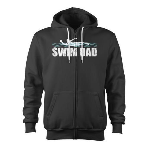 Swim Dad Support Swimming Father Sport Zip Up Hoodie - SwimGear Co