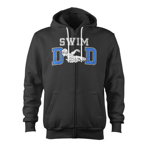 Swim Dad Of A Swimmer Dad Proud Swim Father Swimming Dad Zip Up Hoodie - SwimGear Co