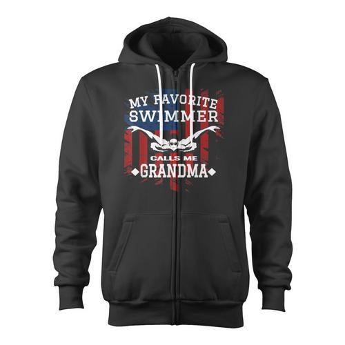 Swim Grandma Tshirt US American Flag Swimming Tee Zip Up Hoodie - SwimGear Co