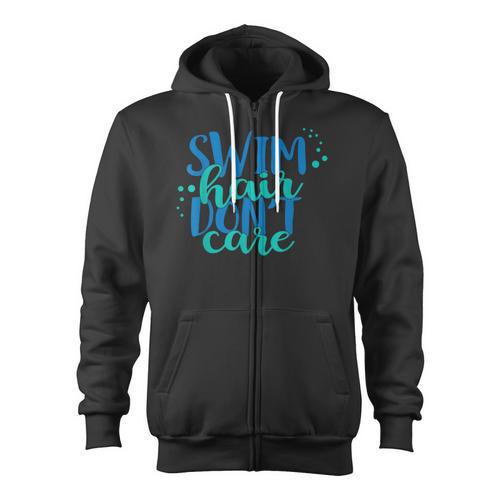 Swim Hair Dont Care Swimming Attitude T Shirt Zip Up Hoodie - SwimGear Co