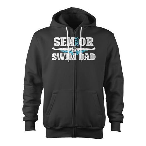 Swim Senior Dad 2026 Proud Swimming Senior Father 2026 Zip Up Hoodie - SwimGear Co
