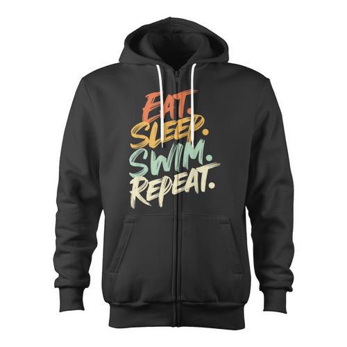 Swimmer Eat Sleep Swim Repeat I Swimming Zip Up Hoodie - SwimGear Co