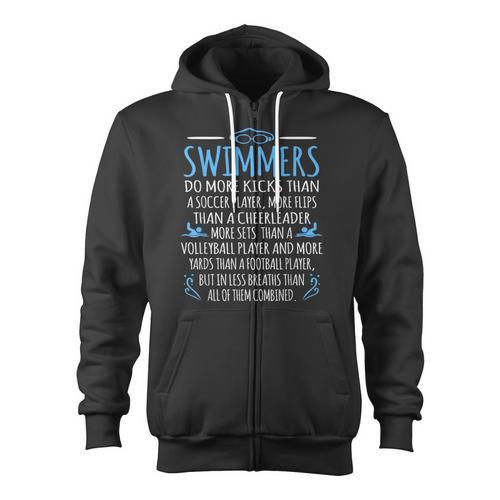 Swimmers Facts Swimming Swim Coach Men Women Graphic Small Zip Up Hoodie - SwimGear Co