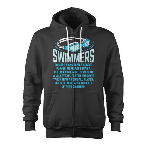 Swimmers Do More Kicks I For Swimming Lovers Zip Up Hoodie - SwimGear Co