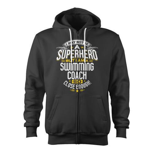 Swimming Coach TShirt Idea Superhero Swimming Shirt Zip Up Hoodie - SwimGear Co