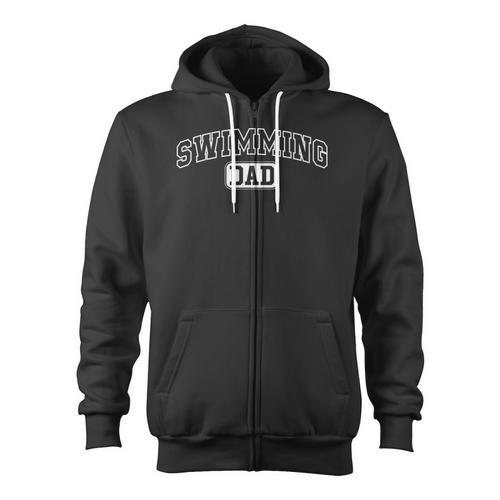 Swimming Dad Athletic Lettering Fathers Day Coach Zip Up Hoodie - SwimGear Co
